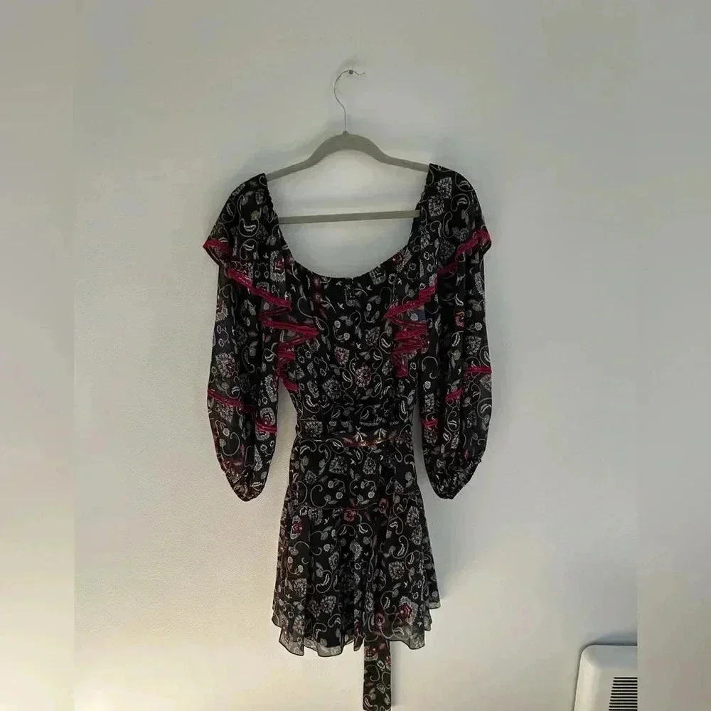 NWT SACHIN & BABIN Oliver ruffle floral square neck tie belt sun Anthropologie - Picture 11 of 13